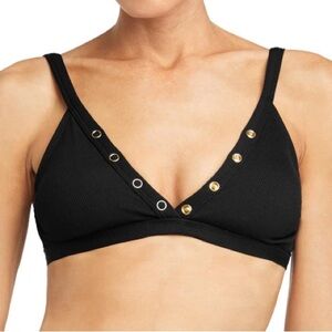 Robin Piccone Black Bikini Top with Gold Accents